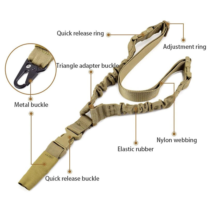 One Point Sling Strap Tactical Bungee Single Point Sling with Adjustable Slings Cord Shoulder Strap