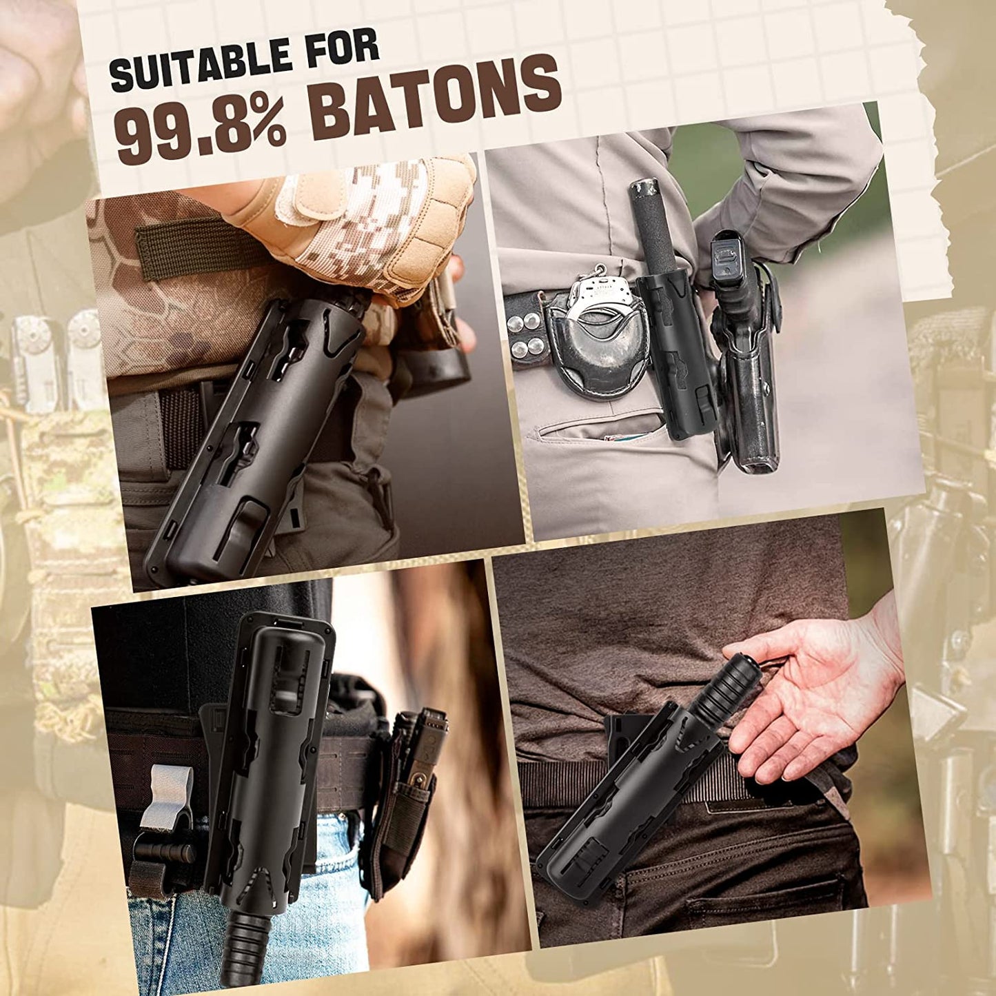 Universal 360 Degree Rotation Baton Case Black Holster Holder Outdoor Safety