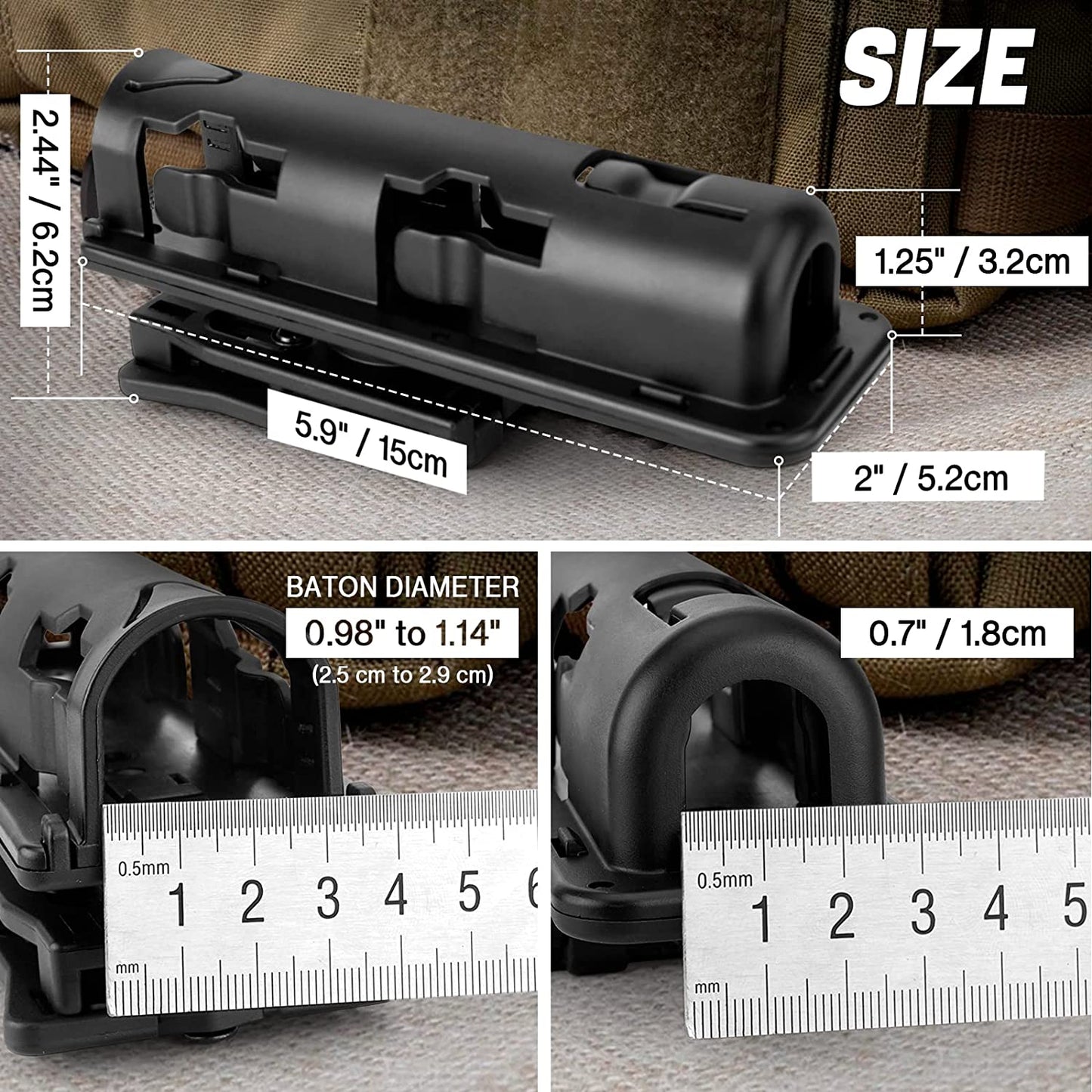Universal 360 Degree Rotation Baton Case Black Holster Holder Outdoor Safety
